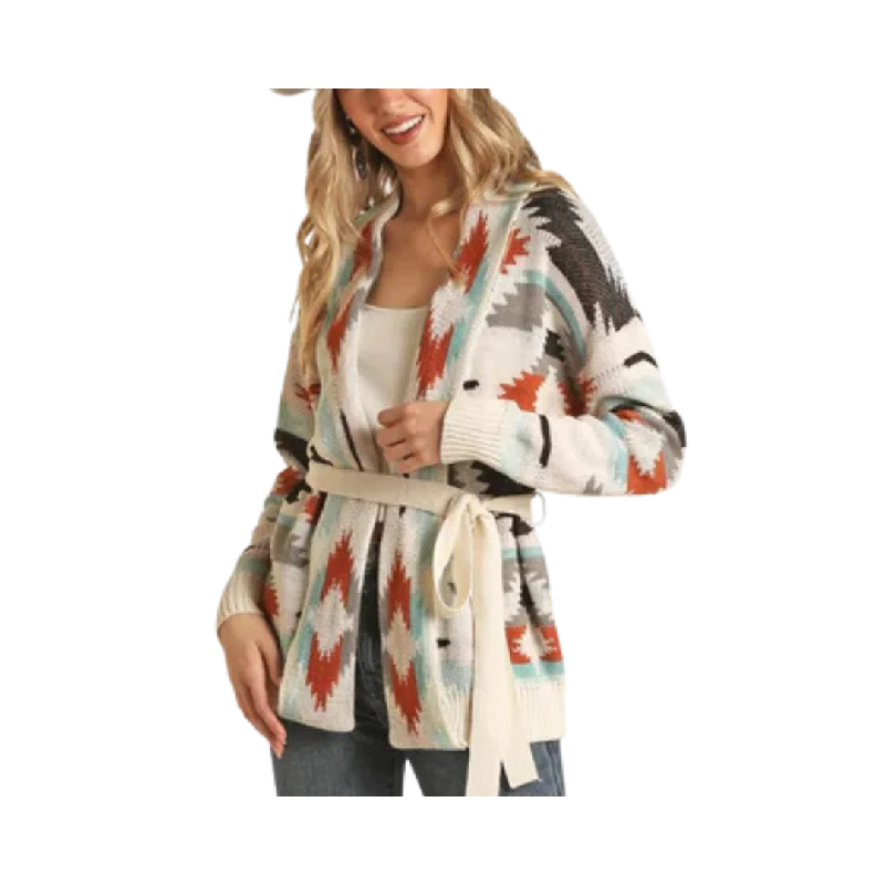 Panhandle Slim Women's Aztec With Belt Cardigan Zippered Front Buttoned Front Snap Front Panhandle Slim Women's Aztec With Belt Cardigan Zippered Front Buttoned Front Snap Front