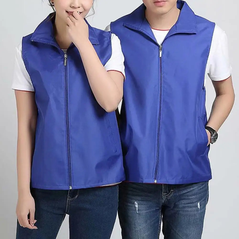 Lapel Sleeveless Pockets Zipper Placket Mesh Lining Outdoor Vest Volunteer Bright Color Slim Fit Work Waistcoat Colete Classic Button-Down Waistcoat Lapel Sleeveless Pockets Zipper Placket Mesh Lining Outdoor Vest Volunteer Bright Color Slim Fit Work Waistcoat Colete Classic Button-Down Waistcoat