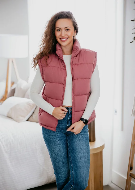 Lorna Puffer Vest Plaid Sherpa Vest