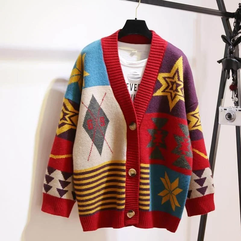 Multi-Color Oversized Cardigan Sweater For Women Nylon Fabric Polyester Fabric Spandex Fabric