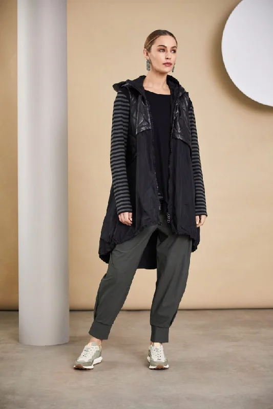 Naya Embossed Long Waistcoat with leatherette panels Naw24200 Stylish Button-Up Waistcoat Jacket