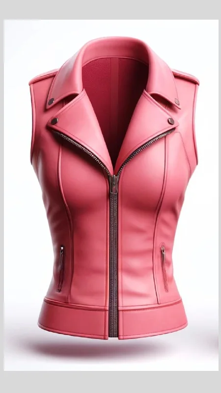Pink Leather Vest Usa For Women Tailored Business Vest