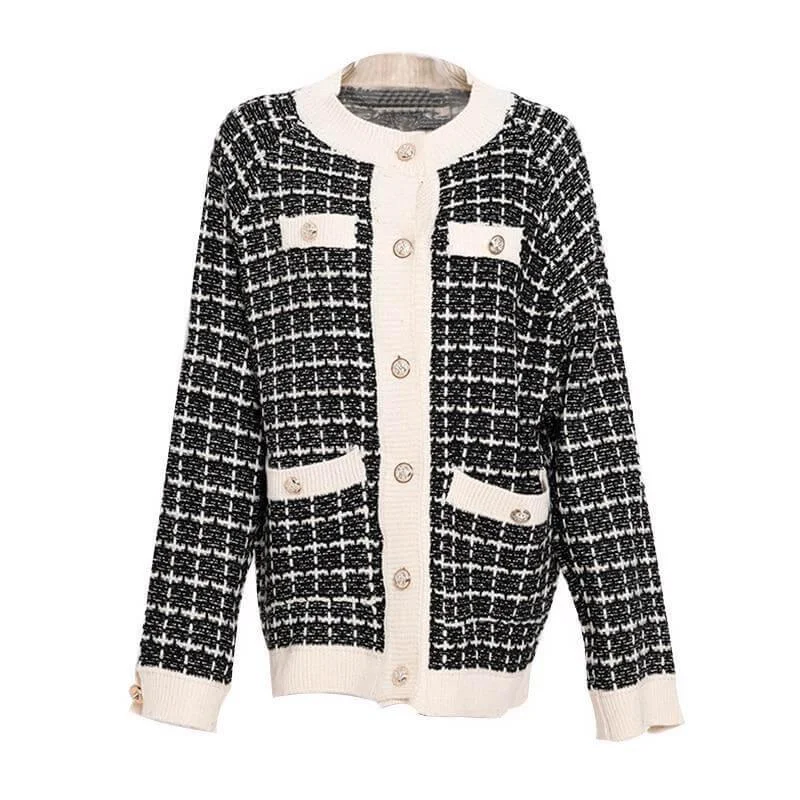 Retro Plaid Oversized Cardigan Sweater for Women Long Cardigan Short Cardigan Medium Cardigan Retro Plaid Oversized Cardigan Sweater for Women Long Cardigan Short Cardigan Medium Cardigan