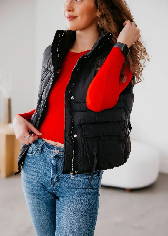 Rosaley Puffer Vest Distressed Denim Vest