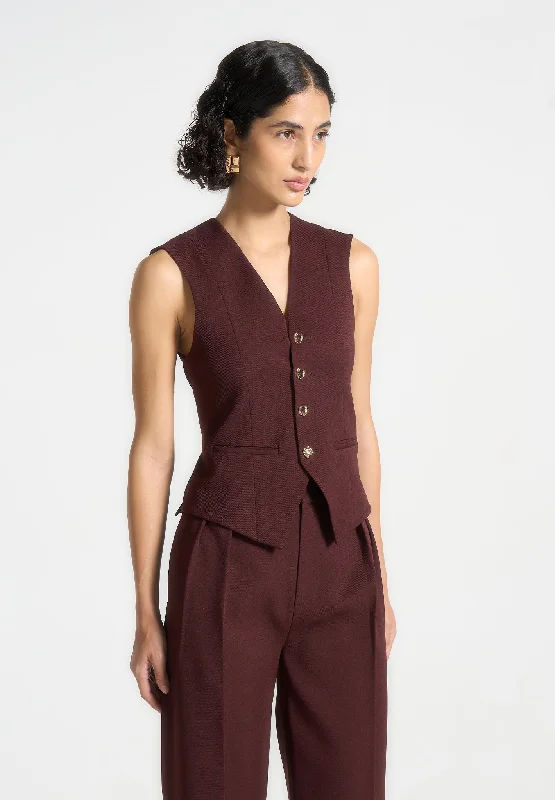 Tailored Cinch Waistcoat - Wine Red Classic Black Waistcoat Vest