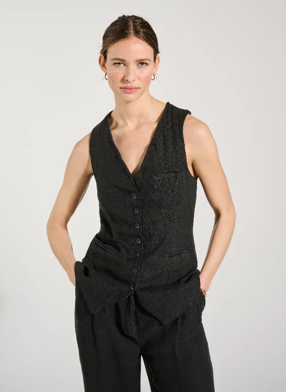 Tallulah Linen Waistcoat Trendy Faux Fur Waistcoat