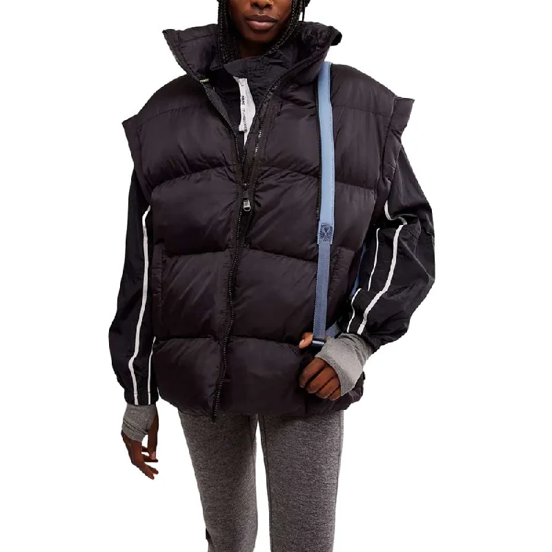 Women's In A Bubble Puffer Vest - Black Stretchy Knit Vest