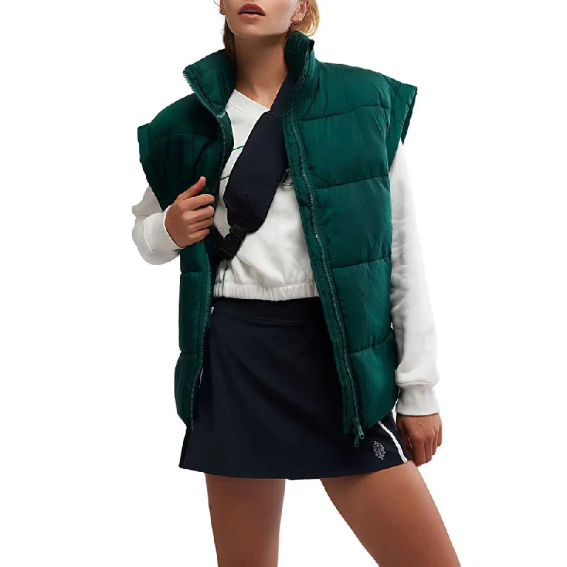 Women's In A Bubble Puffer Vest - Evergreen Classic Plaid Vest