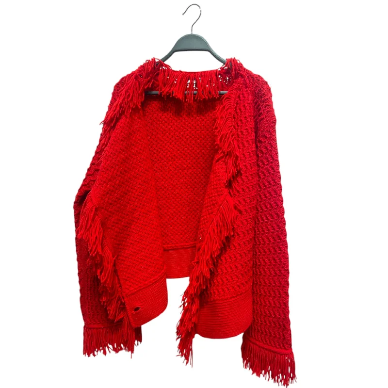 Plantation/Sweater/M/Wool/RED/Fringe Sweater Cardigan