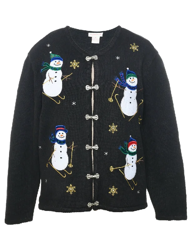 Black Christmas Cardigan - M Hooded Cardigan Collared Cardigan Shawl Collar
