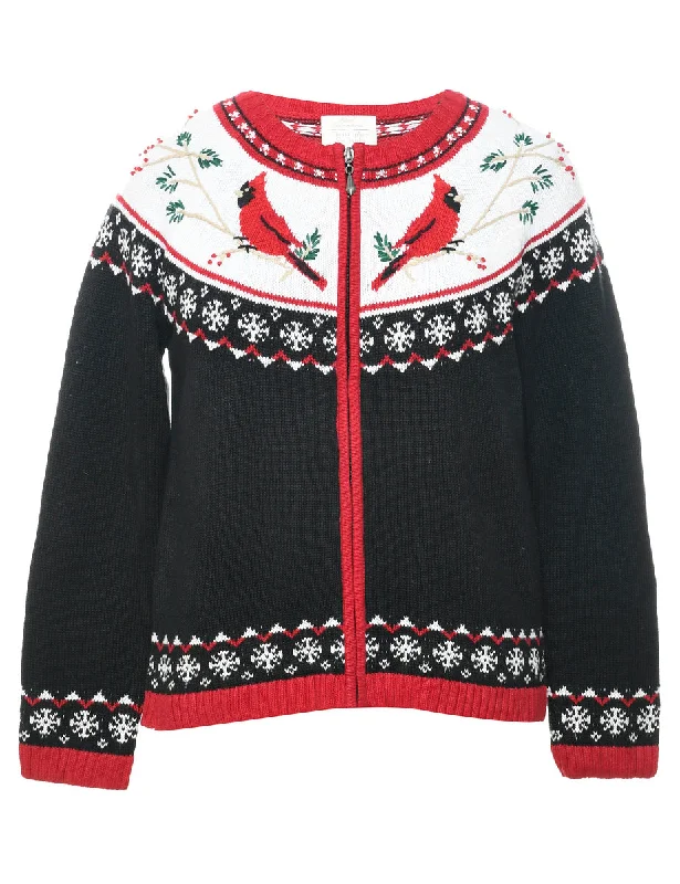 Black Christmas Cardigan - S Slim Fit Regular Fit Oversized