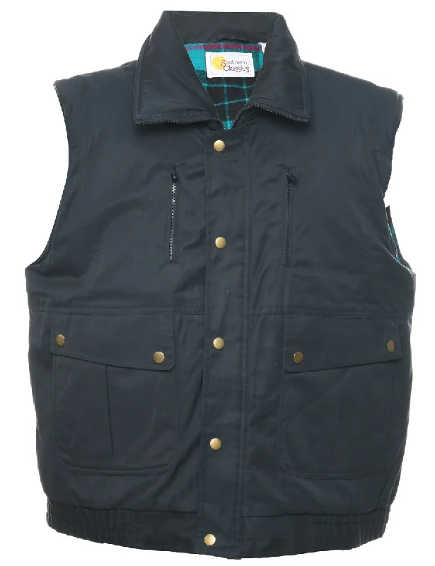 Black Puffer Vest - L Classic Plaid Vest
