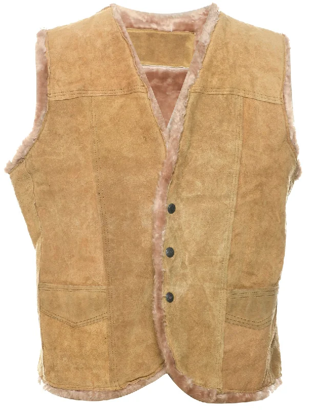 Brown Suede Waistcoat - L Fashionable Tailored Waistcoat Vest