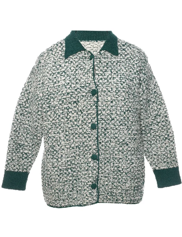 Button Through Cardigan - L Chenille Brocade Lace