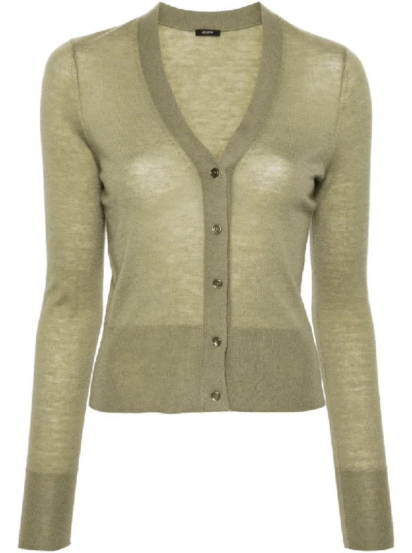 Cashair fine-knit cardigan in green