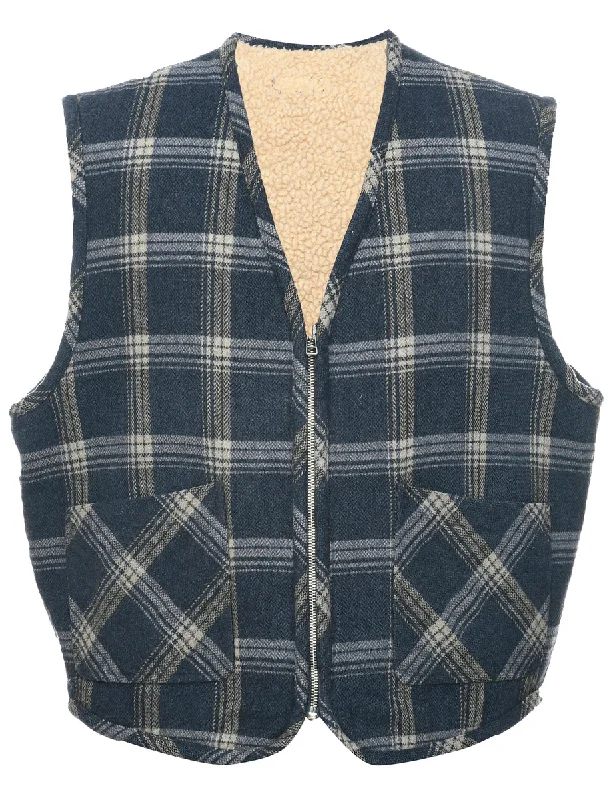 Checked Waistcoat - XL Cozy Faux Fur Waistcoat