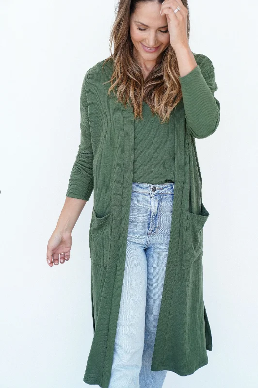 CJ's Favorite Ribbed Cardigan Fleece Cardigan Nylon Polyester