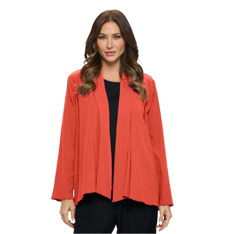 Focus Rib-Knit Open Front Cardigan in Chili - CS-304-CLI Cardigan Knitwear Sweater