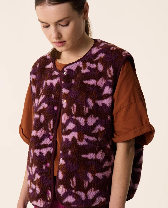 Des Petits Hauts Kadi Heather Purple Waistcoat Chic Fitted Waistcoat Vest