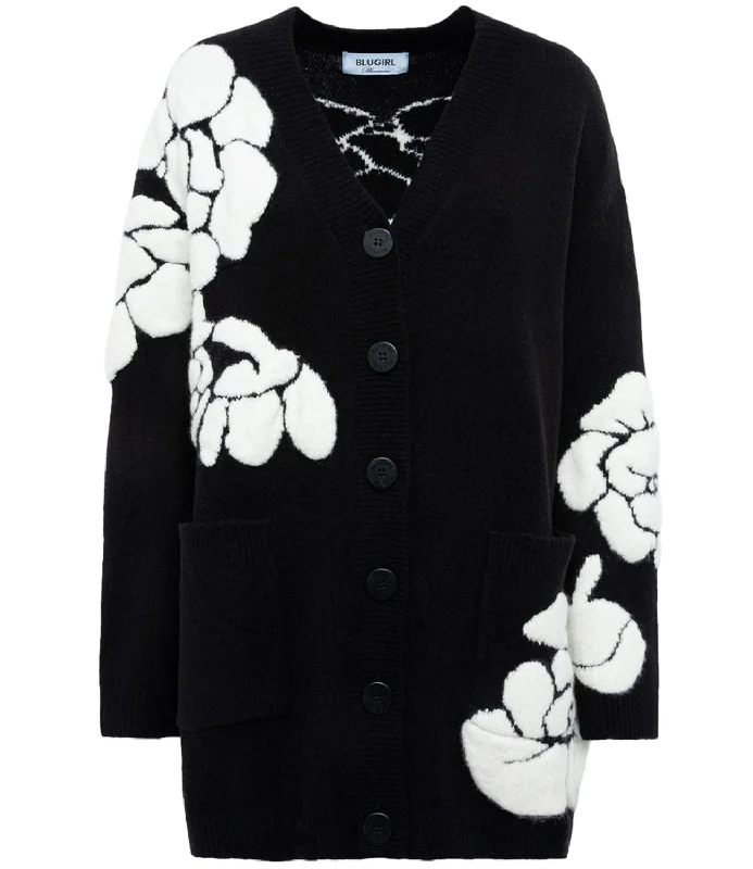 Blugirl Cardigan Nero Donna Faux Fur Fabric Real Fur Fabric Shearling Fabric