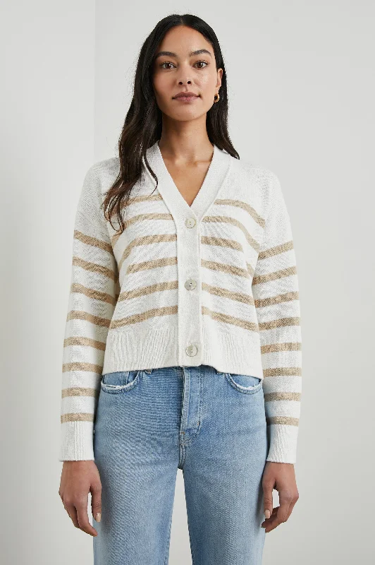 GENEVA CARDIGAN - SAND STRIPE Nylon Fabric Polyester Fabric Spandex Fabric