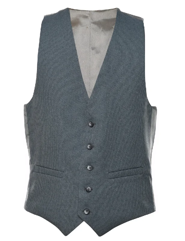 Grey Pinstriped Waistcoat - S Comfortable Faux Fur Waistcoat