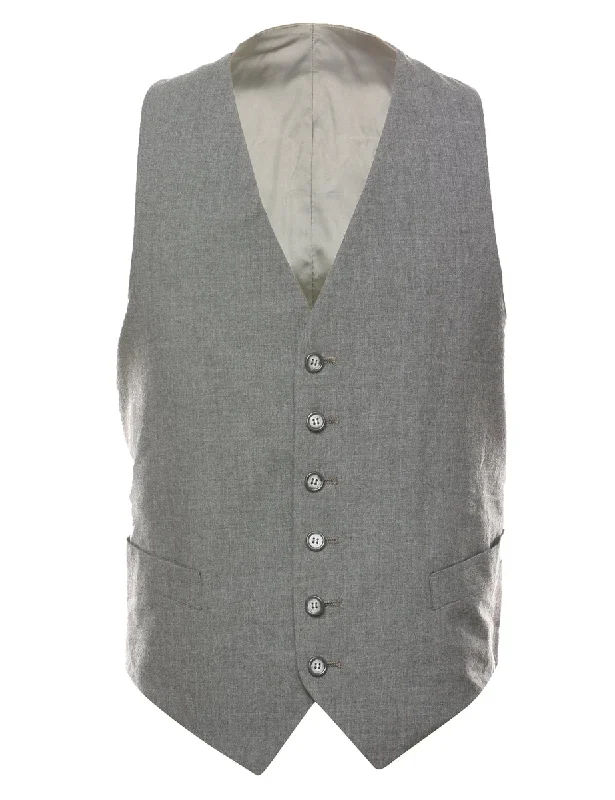 Grey Waistcoat - L Fashionable Sleeveless Waistcoat Vest