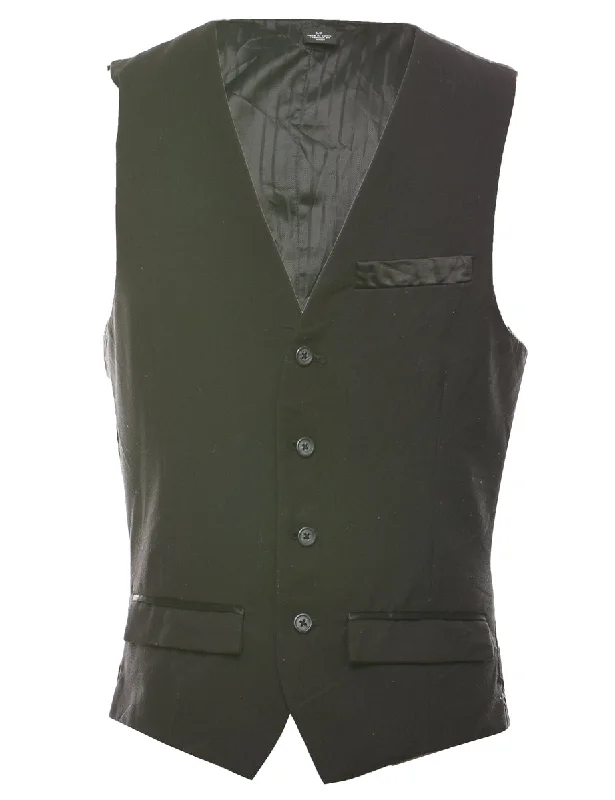 Guess Black Waistcoat - S Classic Fitted Waistcoat Jacket