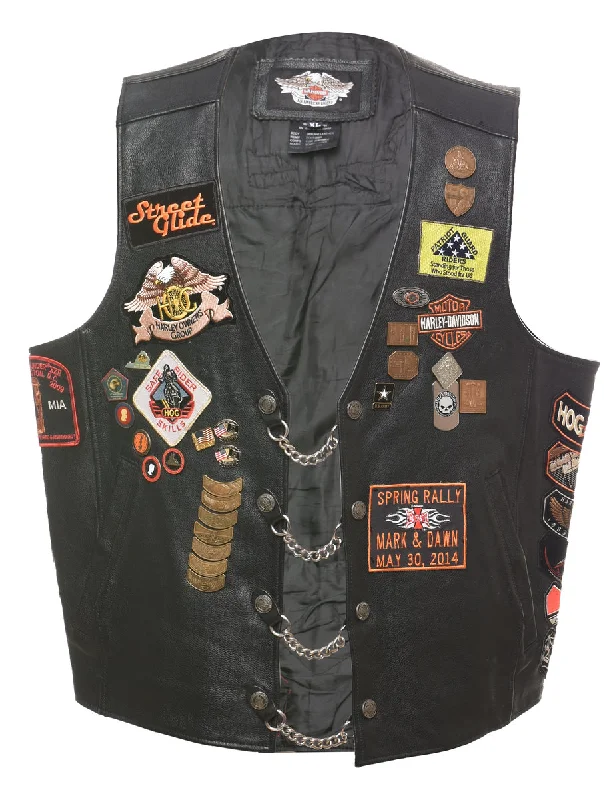 Harley Davidson Customised Waistcoat - XL Casual Checkered Waistcoat Vest