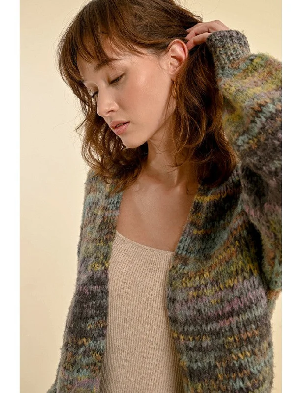 Heathered cardigan Print Jacquard Patchwork