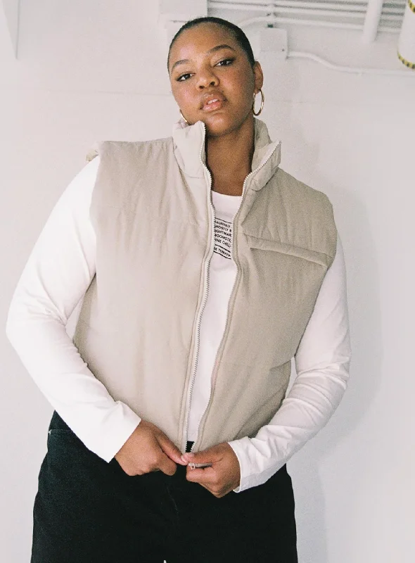 Kirby Puffer Vest Cream Curve Office Blazer Vest