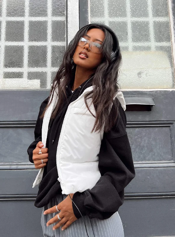 Kirby Puffer Vest White Double-Breasted Vest