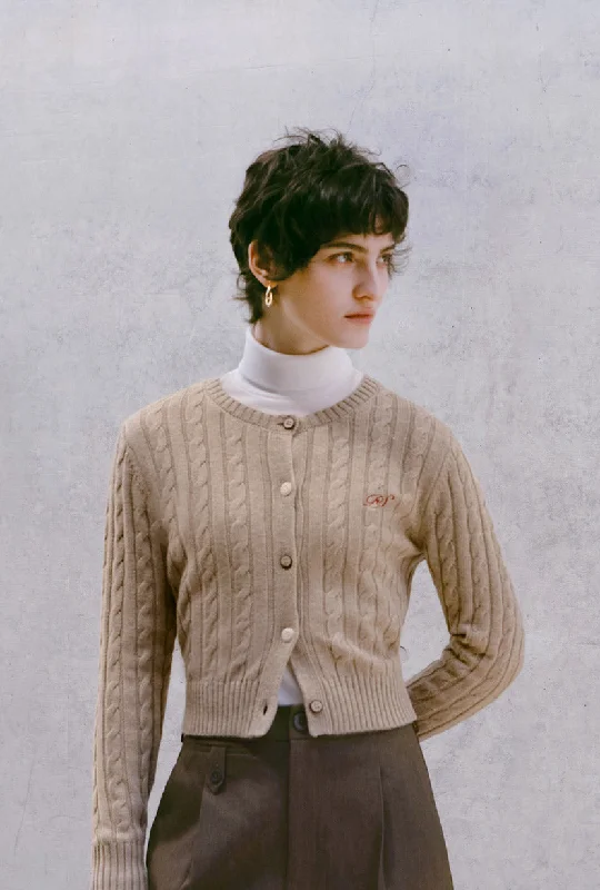 Lally Cardigan - Tan Welt Pockets Slit Pockets Flap Pockets