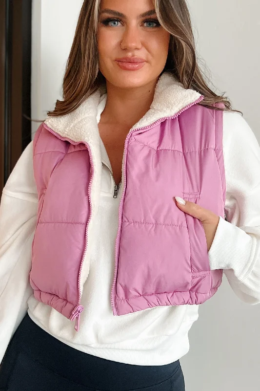 Lifelong Memories Reversible Puffer Vest (Vintage Plum) Button-Up Wool Vest