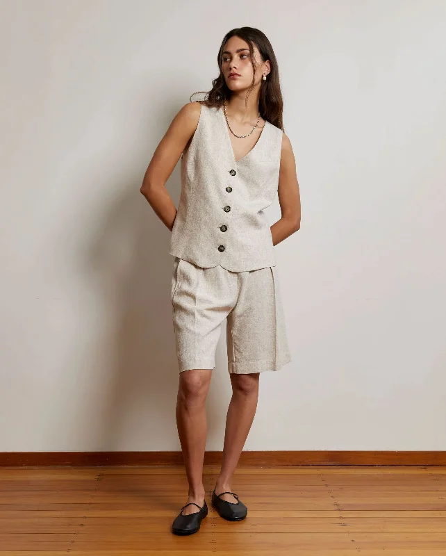 LONGLINE WAISTCOAT / NATURAL Trendy Plaid Waistcoat Vest