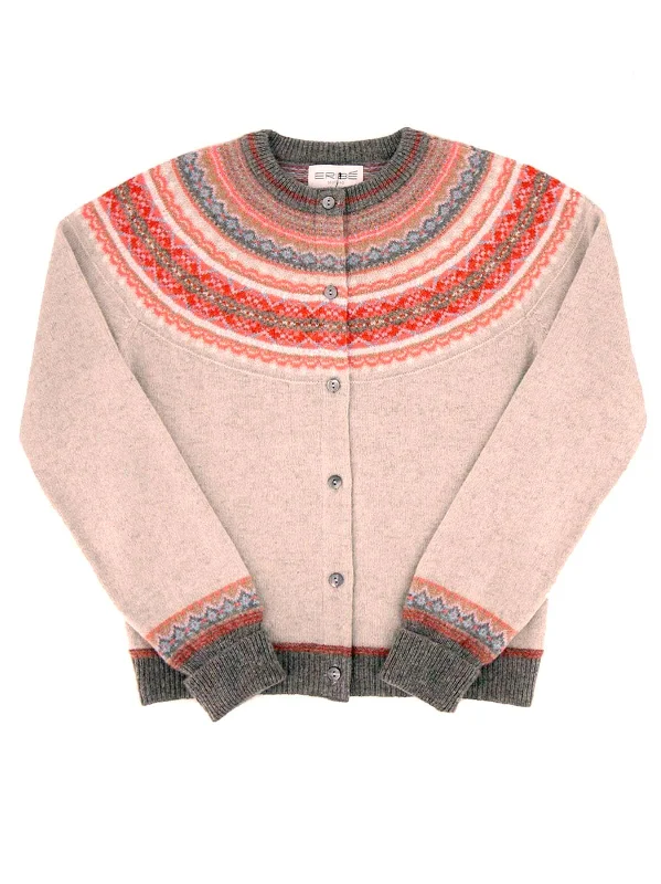 Merino Lambswool Alpine Cardigan in Hibiscus Beige