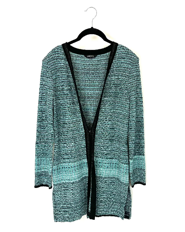 Light Blue And Black Cardigan - Size 2-4 Embroidered Appliqued Beaded