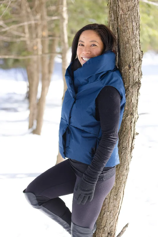 Navy Waterproof Pretty Puffer Vest Puffy Outdoor Vest