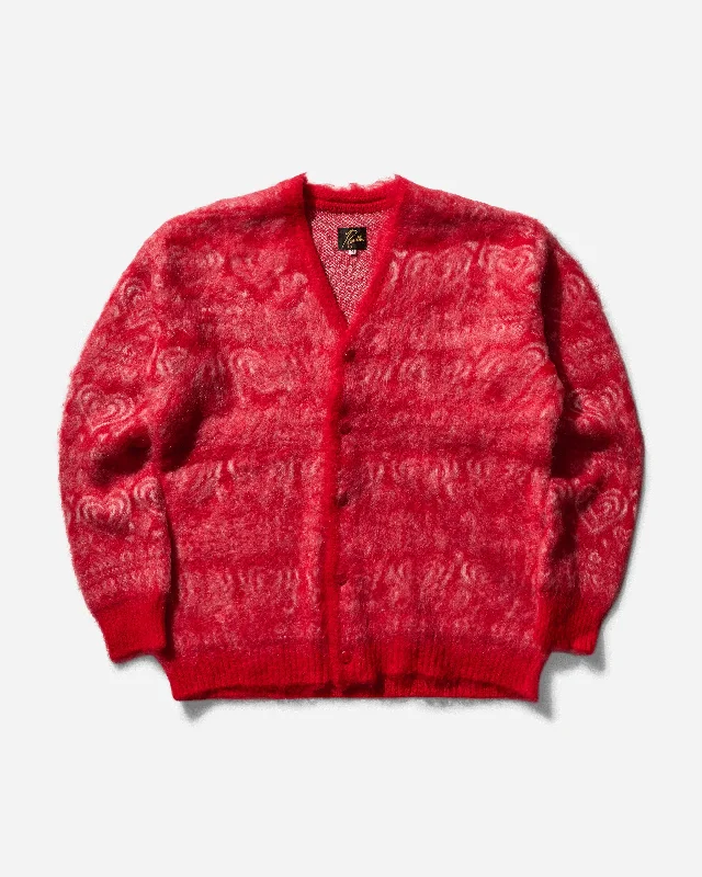 Men's Heart Mohair Cardigan Red