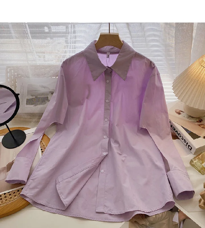 Niche design personality fashion hollow out long sleeve Lapel top cardigan  6413 Transparent Opaque Sheer