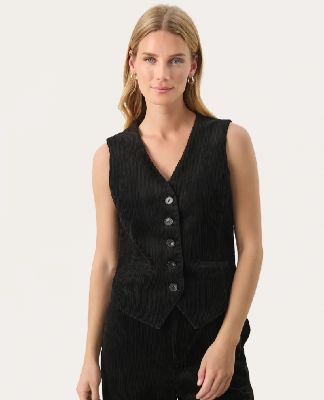Part Two Linka Black Waistcoat Warm Knit Waistcoat Jacket