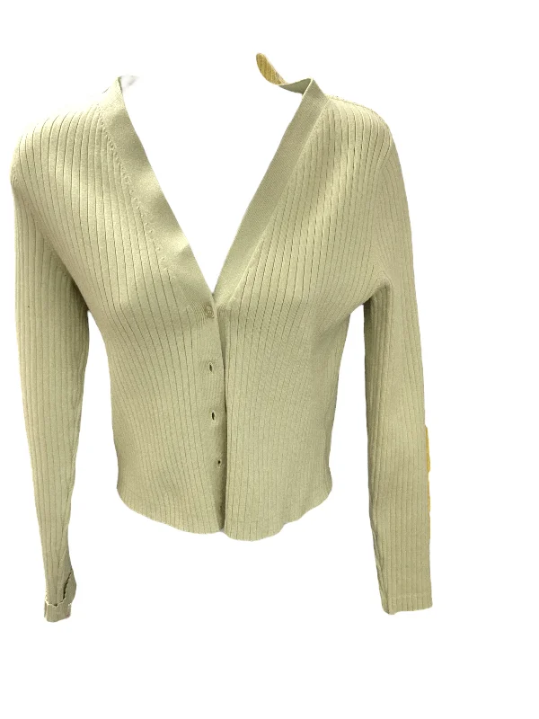 Reformation Women's Cardigan Lime M Beaded Cardigan Sequined Faux Fur