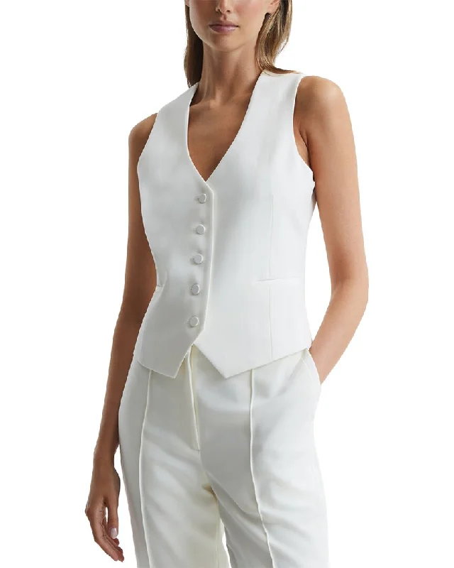 Reiss Taite Tuxedo Wool-Blend Waistcoat Elegant Longline Waistcoat Vest