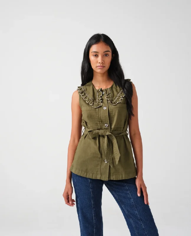 Seventy and Mochi Phoebee Pine Waistcoat Cozy Fleece-Lined Waistcoat