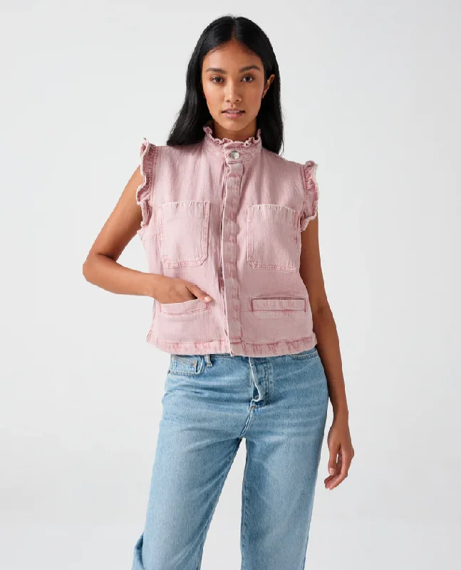 Seventy Mochi Pablo Dusty Rose Denim Waistcoat Classic Longline Waistcoat Vest