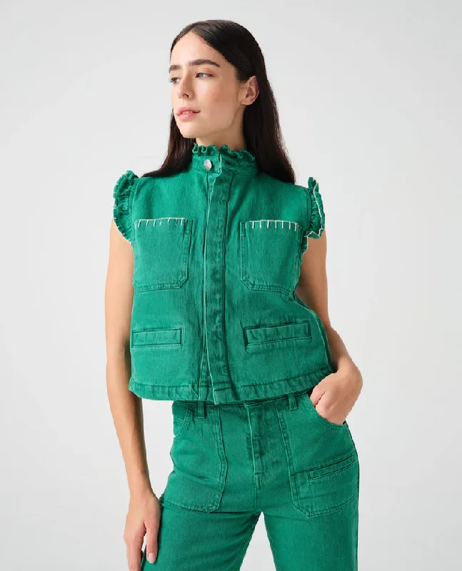 Seventy + Mochi Pablo Jade Green Waistcoat Stylish Velvet Waistcoat Jacket