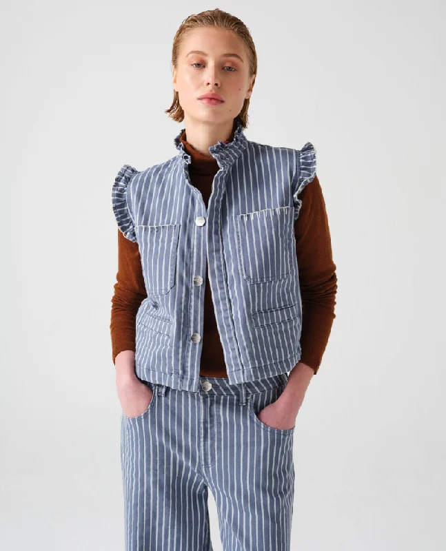Seventy Mochi Pablo Washed Denim Waistcoat Trendy Utility Waistcoat Jacket