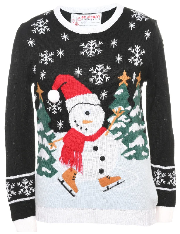 Snowman Christmas Cardigan - S Terry Blend Velvet Blend Canvas Blend