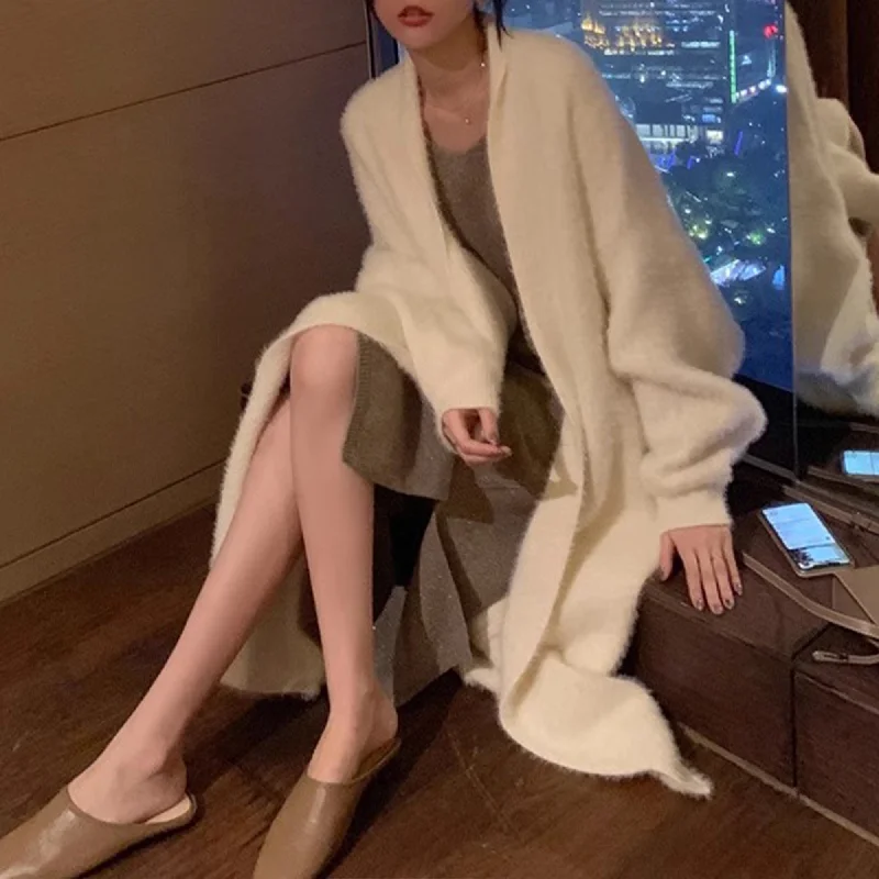 Luxurious Soft Long Cardigan Coat, Trendy Leisure Warm Office Wear Chenille Blend Fleece Blend Nylon Blend Luxurious Soft Long Cardigan Coat, Trendy Leisure Warm Office Wear Chenille Blend Fleece Blend Nylon Blend