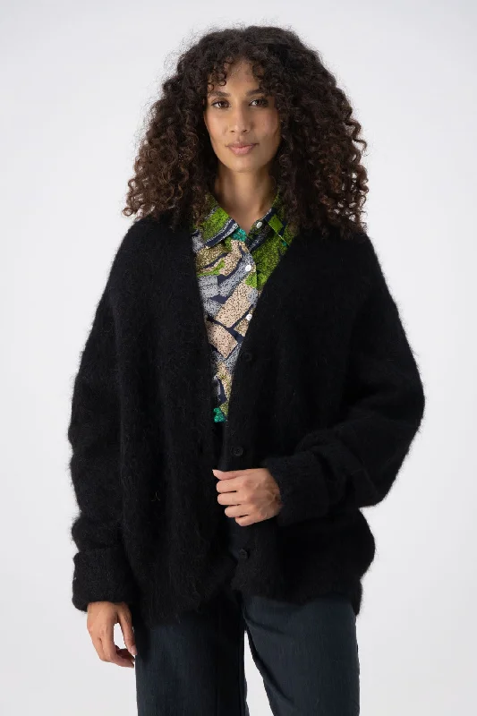 To the Moon and Back Cardigan Coat Black in Alpaca